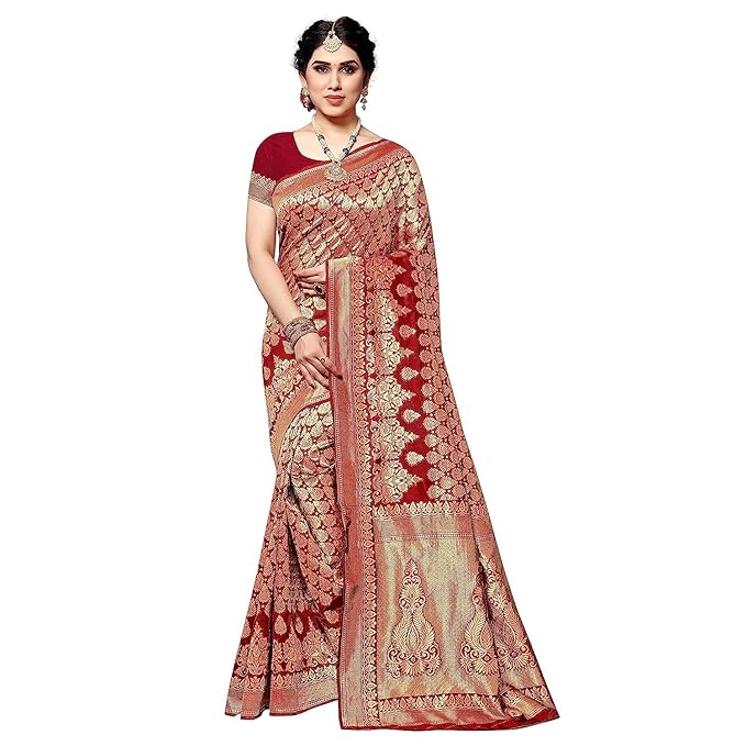 Trendy Banarasi Kanjivaram Navy Color Art Silk Saree with Blouse Material