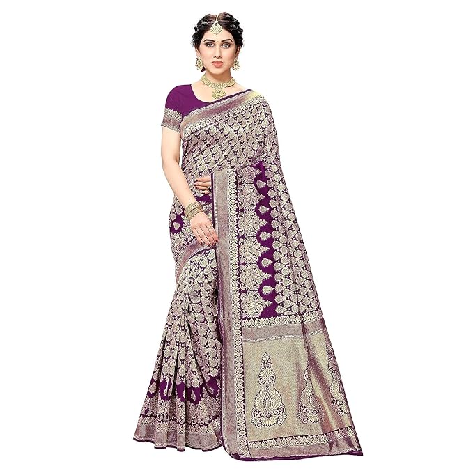 Banarasi Kanjivaram Navy Color Art Silk Saree with Blouse Material