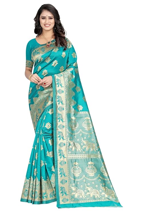 C J Enterprise Women's Pure Kanjivaram Silk Saree Soft Design With Blouse Piece For Wedding (Pari9016-54)