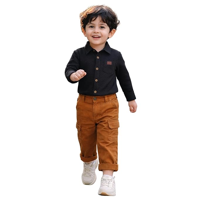 MENVY Boys Shirt Pant Set Cotton Casual Outfit for Kids  Stylish Dress with Cargo Pants