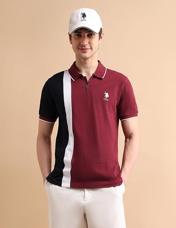 U.S. POLO ASSN. Slim Fit Polo T Shirts for Men - 100% Cotton, Half Sleeves Mens Tshirt Alternate View