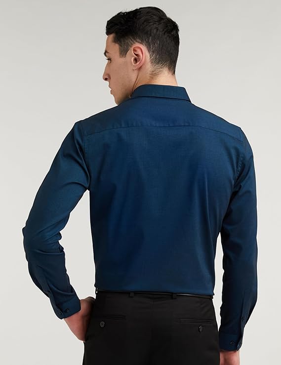 Peter England Men's Everyday Solid Slim Fit Full Sleeve Formal Shirt | Cotton-Rich Alternate View