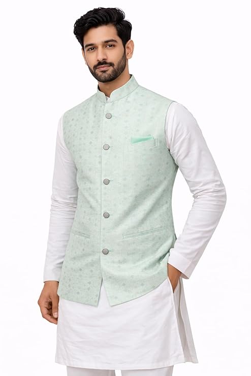 Traditional Men's Nehru Jacket, Ethnic Wear, Bandhgala Collar, Button Closure with Pocket
