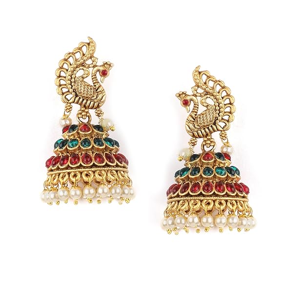 Rubans Jhumka Earrings Gold Plated Stylish Traditional Trendy Jewellery Gift for Women & Girls