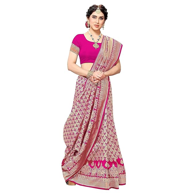 Yashika Women's Trendy Banarasi Kanjivaram Navy Color Art Silk Saree with Blouse Material Alternate View